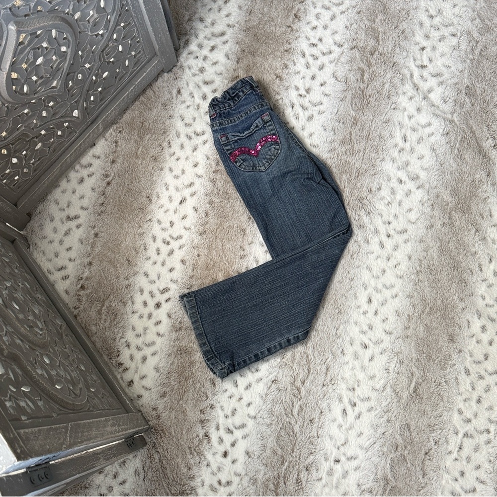 Levi’s Slim Straight leg jeans girls size 6 pink sequins girlhoodcore school